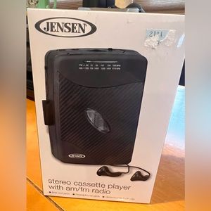 Jensen Black Stereo Cassette Player with AM/FM Radio Lightweight Slim Design